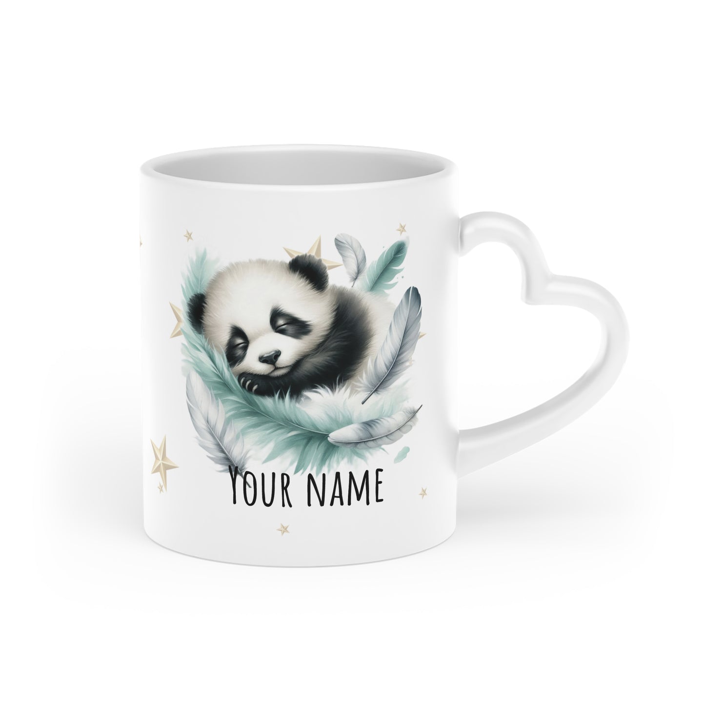 Personalized Heart Mug - Panda Coffee Mug with Name - Cute 11oz Cup for Coffee and Tea - Custom Gift for Animal Lovers, Couples, Kids